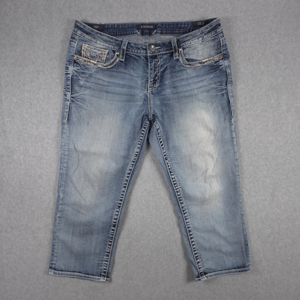 Vigoss Womens Size S15/16 L21 Blue Heritage Fit Denim Chelsea Capri